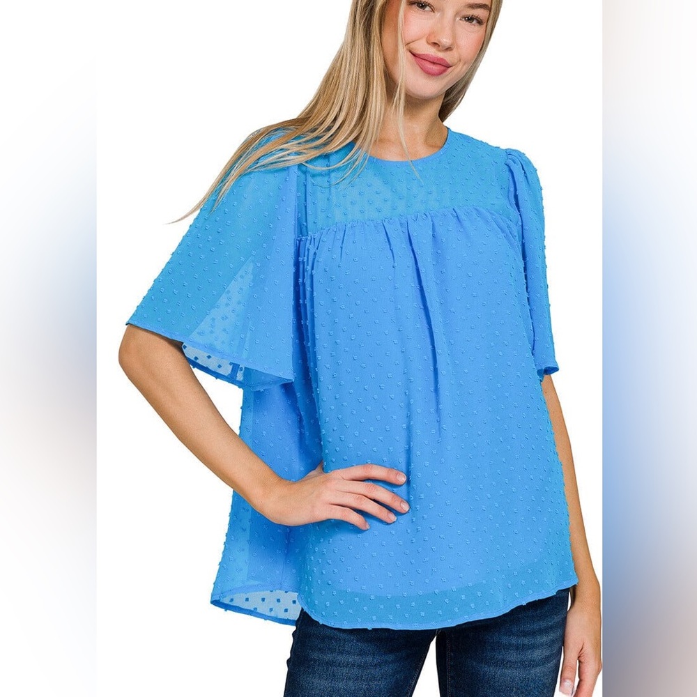 Zenana Swiss Dot Blouse
